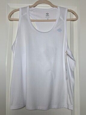 Rabbit EZ Tank Cropped White Women's L NWT Running Athletic Racerback Tank Top